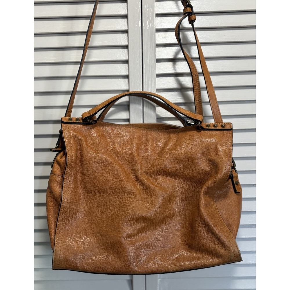 C & C California Leather Bag Satchel Camel Double Strap Zip
